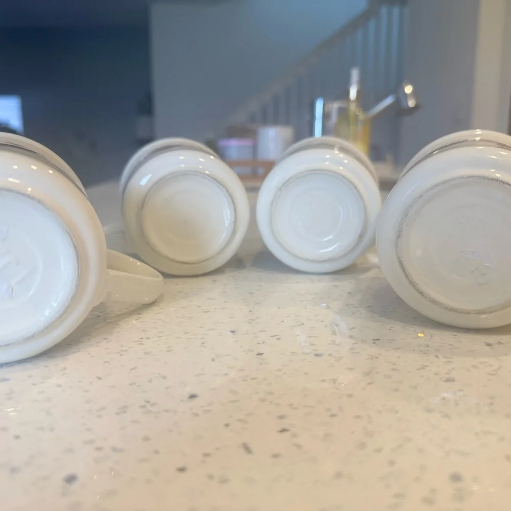 Pier 1 White Ceramic Mugs with Fruit Motif - Set of 4